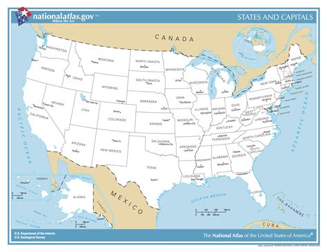 US Map with states and capitals